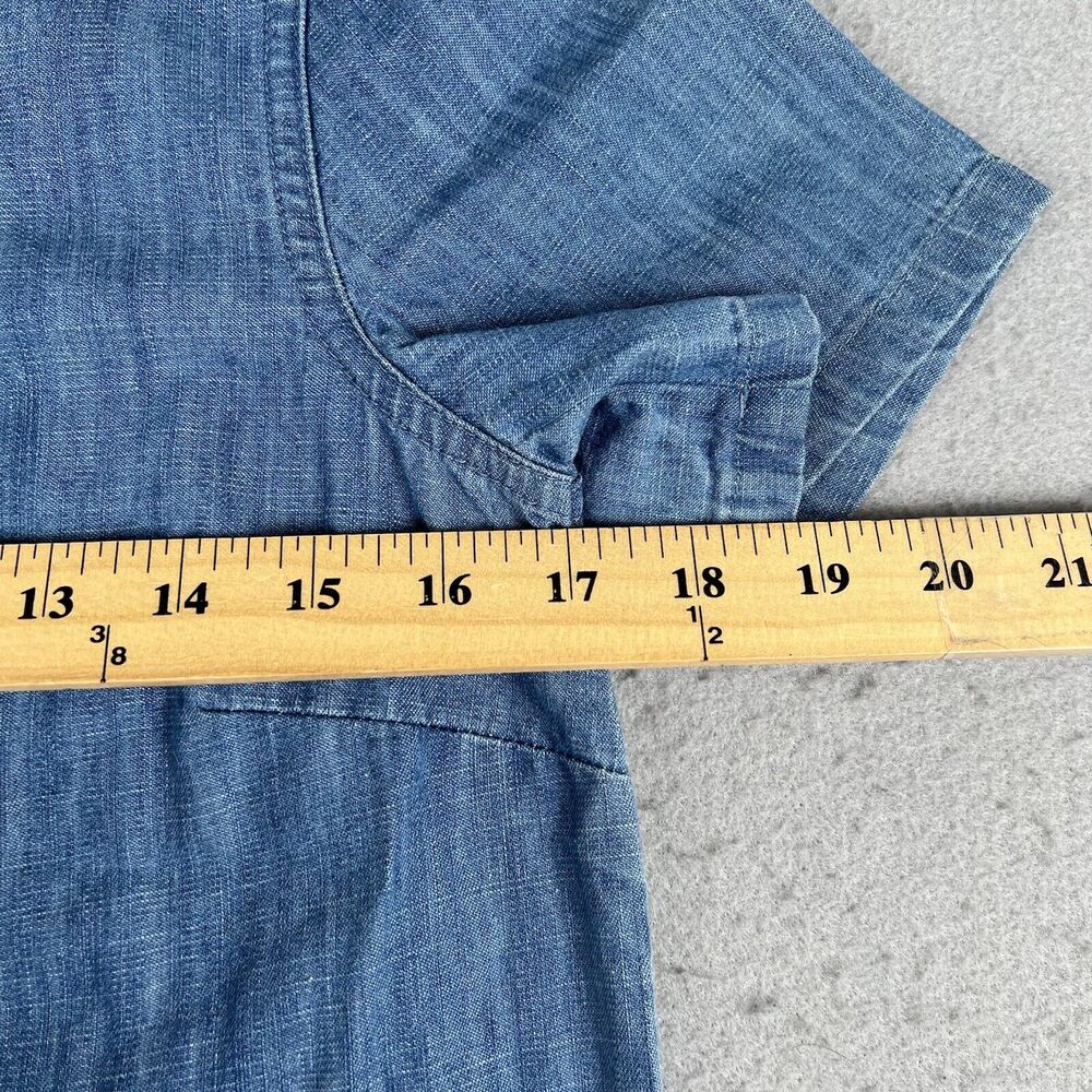 Fat Face Dress 4 Blue Denise Denim Peplum Chambray Short Sleeve Round Neck - Picture 3 of 12